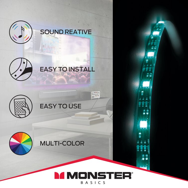 Monster 6.5ft Multi Color Sound Reactive LED Light Strip Remote